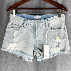 NEW Rails Austin Rip Denim Shorts Light Wash Size 24